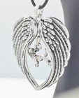 Silver Chihuahua Dog  Lovers Angel Wings Memory Leather Necklace