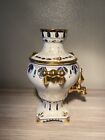 Vintage Gzhel Handmade Marked Russian Porcelain Samovar  Hand-painted