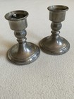 Vintage Web Weighted Pewter Candlesticks Pair Small 4 Inch Holders