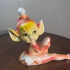 Vtg Mid Century Pixie Elf Figurine Orange Yellow Ceramic Japan Kitsch 5  X 6 