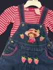 Rare Vintage Strawberry Shortcake Denim Overalls Dress Nwt Size 4t