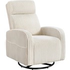 Swivel Nursery Glider Chair 360 Degree Rocking Soft Corduroy W  Storage Pockets