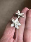 Hroar Prydz Norway Sterling Silver White Enamel Flower Earrings  Rare Early Vtg 