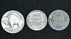 Buffalo Head Nickel    2  1943 Steel Wheat Penny Lot - Old Us Coins