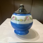 Japan Blue   White Floral Glass Table Lighter With Metal Insert