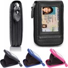 Genuine Leather Unisex Wallet Credit Card Holders Rfid Blocking Thin Zip Pocket