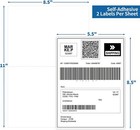 50-20000 Half Sheet 8 5 x5 5  Shipping Mailing Labels Self Adhesive 2 Per Sheet