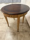 Baker   s Furniture Louie Xvi Round Wood Side Table  Mahogany cream Distressed
