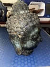 Antique Thai Bronze Patina Buddha Head Fragment Sculpture
