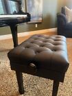 Genuine Leather Ebony Satin Adjustable Artist Concert Piano Bench stool chair