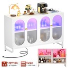 Modern Kitchen Sideboard Storage Buffet Cabinet Table With Power Outlets And Led