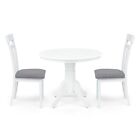 3 Pc Dining Table Set  2 Classic Style Solid Wood Warm Chairs With Round Table