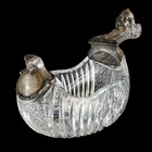 Antique 19thc Large Imperial Russian Large Cut Crystal 84 Silver Kovsh Bogatyr