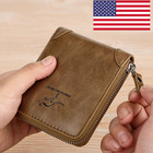 Men s Leather Rfid Blocking Waterproof Zip-around Wallet Bifold Card Holder