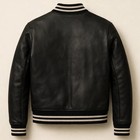 Men s New Collection Black Leather Varsity Jacket - Black Varsity Bomber Jacket