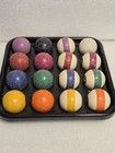 Vintage Full Set Of Excellent Htf Speckled Billiard Pool Balls Clay Composition