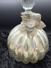 Decorative Glass Bottle With Crystal Stopper   Flowers Charm Metallic Gold Decor