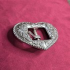 Vintage 1991 Heart Belt Buckle Silver Tone Western Floral Engraved Rope Edge