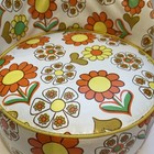 Vintage Childs Vinyl Booster Seat Yellow Orange Mcm Retro Toddler Chair Read