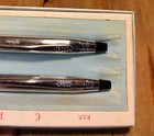 Vintage Cross Century Ball Point Pen   Mechanical Pencil Set  3501 Chrome Nos