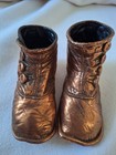 Antique Victorian Pair Of Copper Bronzed Vintage Baby Shoes 1800s 
