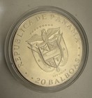 1977 Panama 20 Balboas Vasco Nunez De Balboa Silver Proof Km  44 61mm