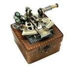 5  Brass Nautical Antique Style Astrolabe German Marine Sextant W  Leather Box