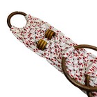 Vintage Macrame Wall Hanging Towel Holder 26  Red   White Wooden Rings 70s Decor