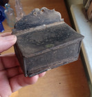 1800s Original Hand Made Tin Match Box Wall Mount Hinged Lid Original Patina