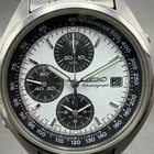 Seiko Chronograph Watch Men 39mm White Dial Steel Date Alarm Panda New Battery