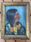 Original Antique Native American Portrait - Oil Painting - 19th C   early 1900 s