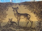 Vintage San Marcos Deer And Fawn Blanket 76x80 Brown   Gold Reversable