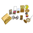 Lot Vintage Powder Compacts Makeup Lipstick Gold Silver Cigarette Case Bourjois