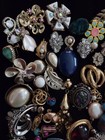 Wow  Vintage Jewelry Rhinestone Clip On Screw Back Huge Single Earrings Lot 80 