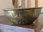Absolutely Stunning Antique Embossed Brass Bowl Middle Eastern Design 12x5 Cm