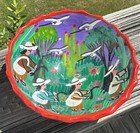 Vtg Hand Painted Talavera Mexican Pottery Footed Bowl Folk Art Village Scene