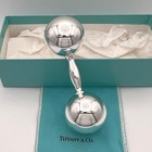 Tiffany   Co  925 Sterling Silver Baby Rattle Barbell   Box   Pouch 5    Excellent