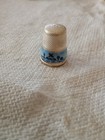 Vintage 925 Sterling Silver Thimble With Blue Enamel Delft Dutch Windmill 