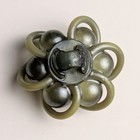 Retro All-plastic Cluster Button Olive Green   Grey Bead 1 Inch Vintage Mcm