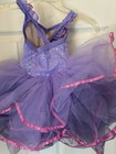Girls Sleeveless Dance Dress Purple Tutu Girls Ballet Costume Sequins Pink Trim