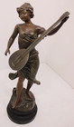 Pair Of Art Nouveau French Bronze Spelter Musician Figurines By R Richard