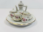 Vintage Dollhouse Miniature Porcelain Floral Rose Tiny Tea Set