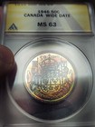     1946 Canada 50c Anacs Ms 63 Scarce Monster Toner        -looks Like Specimen 