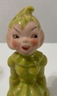 Vintage Pixie Elf Gilner Pottery Boy Girl Salt   Pepper Green