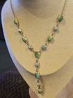 Artisan Sterling Silver  Kingman   Green Turquoise Y-necklace 13 Stone 17 5 Nwot