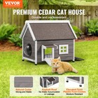 Vevor Outdoor Cat House Wooden Feral Cat Shelter With Roof Door Flaps   Window