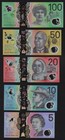 Australia 100   50  20   10   5 Dollars Complete Set Polymer Gem Unc