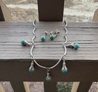 Nice Vintage Sterling Silver  925 Turquoise Necklace-earrings Set Adj 18   -21   