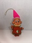 Vtg Flocked Elf Dwarf Pixie Gnome Christmas Ornament Hong Kong Santa   s Helper