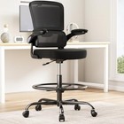 Ergonomic Drafting Chair With Footrest tall Office Chair With Foot Ring Black